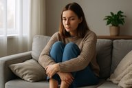 Женщина танцует у себя дома и наслаждается происходящим